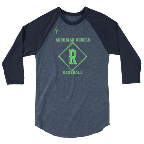 Michigan Rebels Baseball 3/4 sleeve raglan shirt