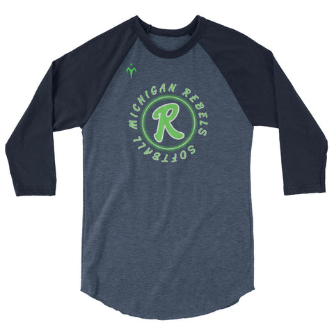 Michigan Rebels Softball 3/4 sleeve raglan shirt